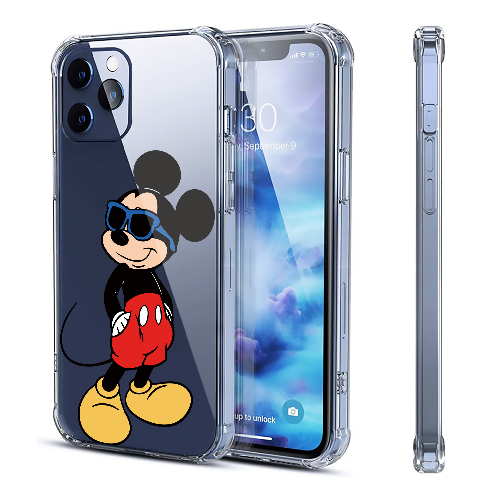 （画像用） ミッキーマウス Mickey Mouse 【iPhone 12シリーズ対応】透明スマホケース（クリアソフトケース）